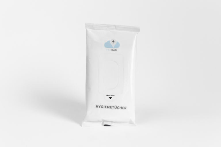 Planes are transport vehicles that are used very often, but unfortunately they are not always very clean. Because of that, every FlyBag contains a package of hygienic tissues, which you can use for the disinfection of your hands and surfaces.